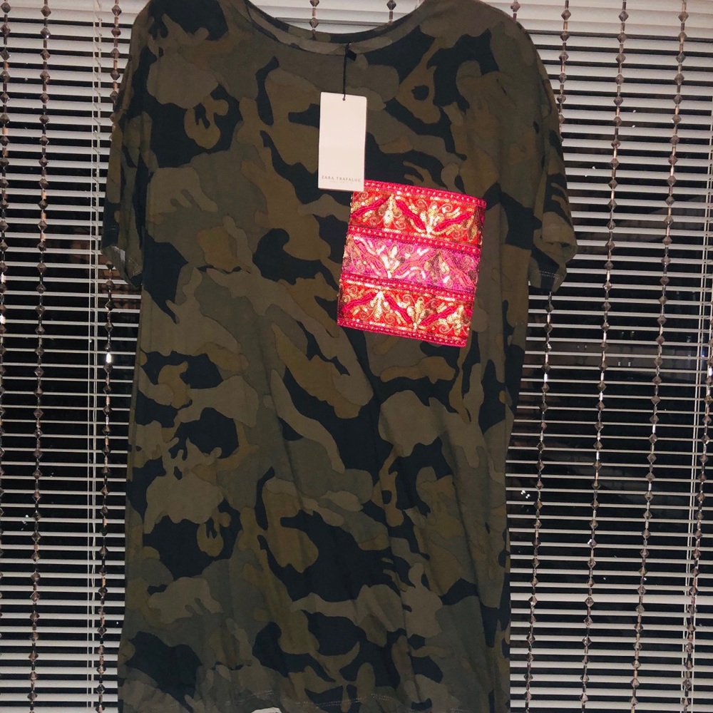 Z A R A Camouflage TShirt Dress SzM NWT